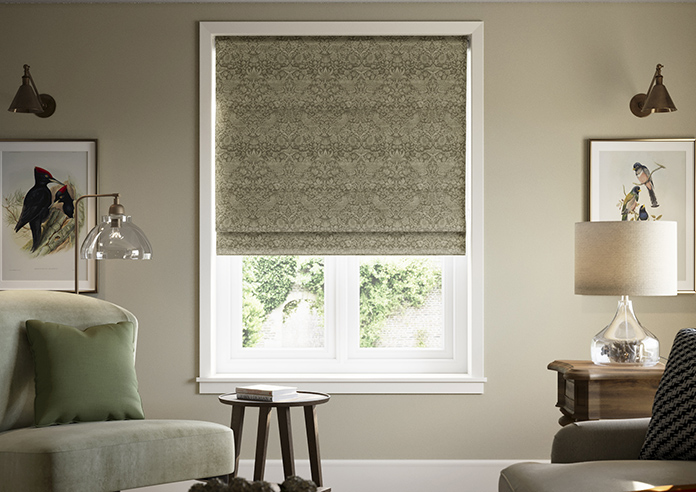 William Morris At Home Strawberry Thief, Woven Sage - Twist&Fit Roman Blind - Image 3